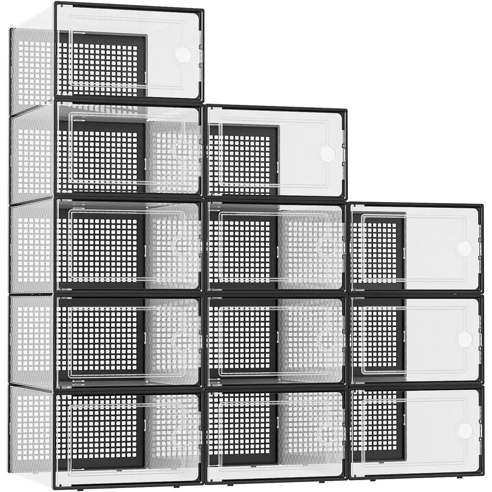 Clear Plastic Stackable Shoe Storage Boxes 12-Pack, Shoe Rack Alternative, Sneaker Organizers, Ideal for Closets and Under Bed S
Clear Plastic Stackable Shoe Storage Boxes 12-Pack, Shoe Rack Alternative, Sneaker Organizers, Ideal for Closets and Under Bed S