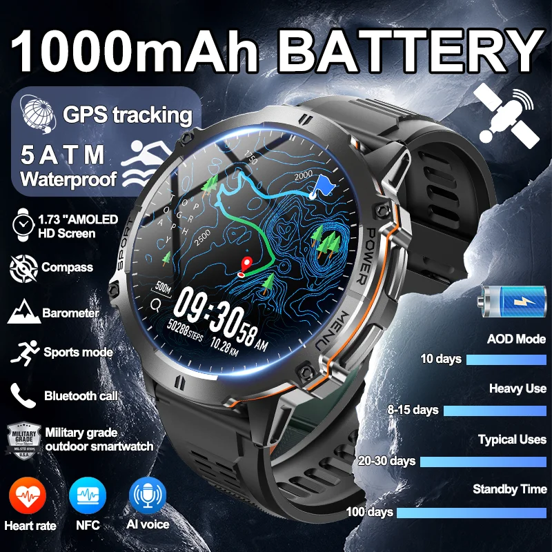 New Military Grade T-Rex3 1000mAh Battery Men Smart Watch GPS Compass 5ATM Waterproof NFC HD Bluetooth Call Sports Smartwatches
New Military Grade T-Rex3 1000mAh Battery Men Smart Watch GPS Compass 5ATM Waterproof NFC HD Bluetooth Call Sports Smartwatches