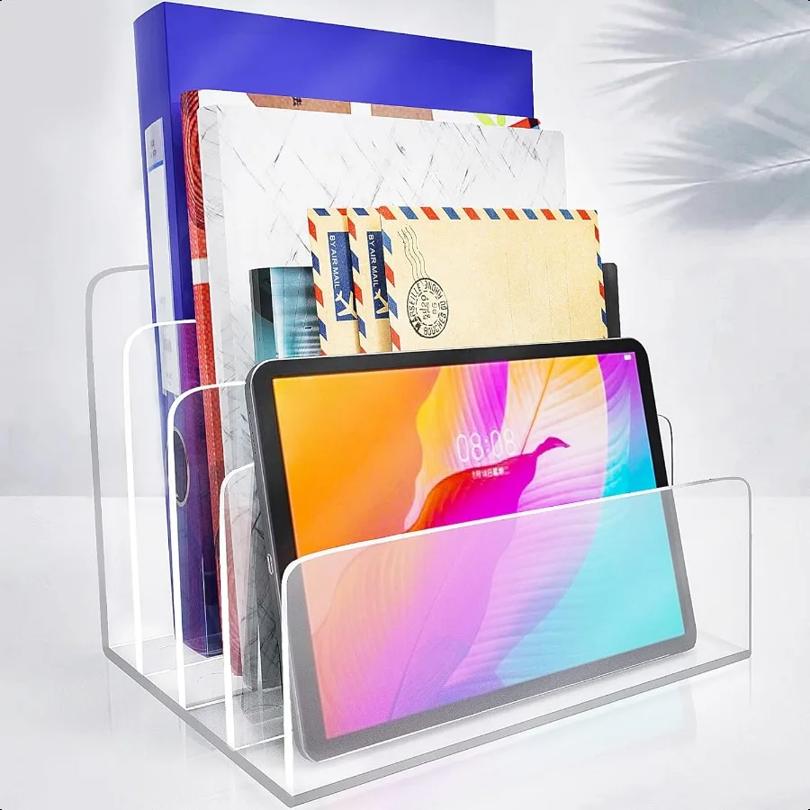 Clear Acrylic File Organizer 4 Sections Acrylic File Holder Sorter Office Desk Organizer for File Folder Mail Letter Book Elect 
Clear Acrylic File Organizer 4 Sections Acrylic File Holder Sorter Office Desk Organizer for File Folder Mail Letter Book Elect