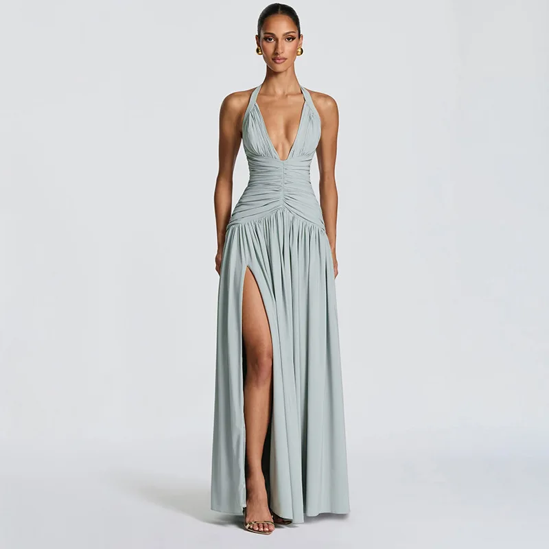 Typhaland Sexy Halter Evening Party Maxi Dress Woman Lace Up High Slit V neck Elegant Dress Backless High Waist Ruched Dress
Typhaland Sexy Halter Evening Party Maxi Dress Woman Lace Up High Slit V neck Elegant Dress Backless High Waist Ruched Dress