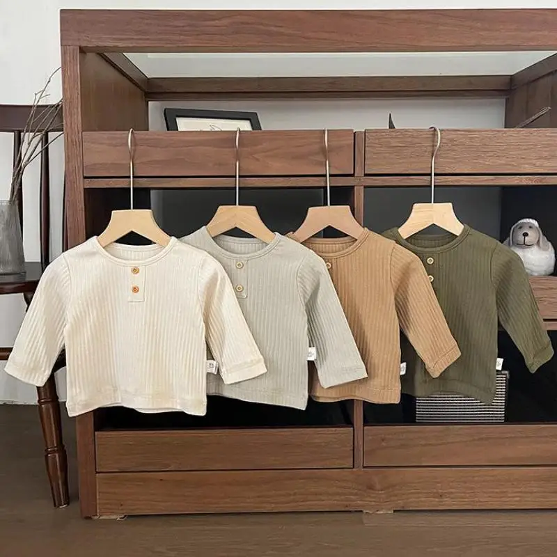 2025 Autumn New Baby Long Sleeve T Shirts Solid Kids Casual Tops Boys Girls Cotton Shirts Loose Infant Elasticity Tee
2025 Autumn New Baby Long Sleeve T Shirts Solid Kids Casual Tops Boys Girls Cotton Shirts Loose Infant Elasticity Tee