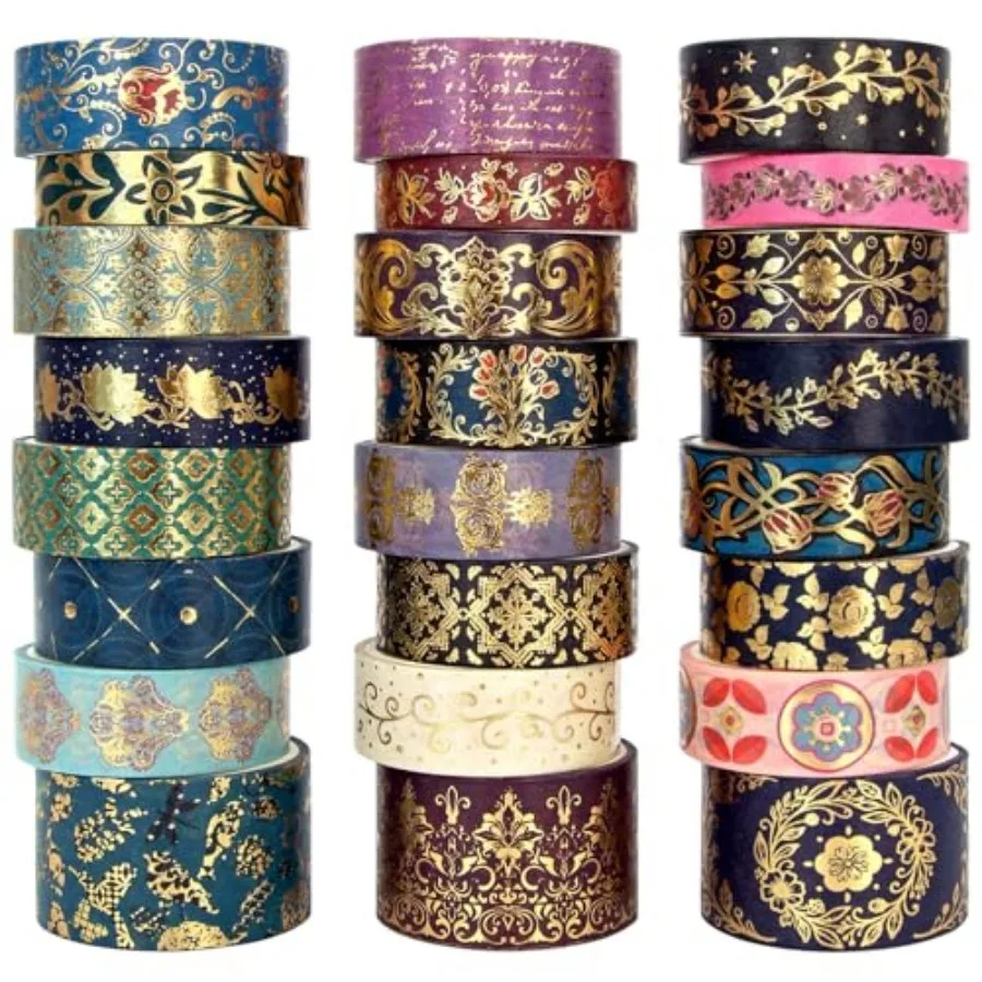 Gold Foil Washi Tape Set — 24 Rolls Vintage Dark Academia Aesthetic, Baroque Gothic Jewel Tone Decorative Tape for Junk Journal
Gold Foil Washi Tape Set — 24 Rolls Vintage Dark Academia Aesthetic, Baroque Gothic Jewel Tone Decorative Tape for Junk Journal