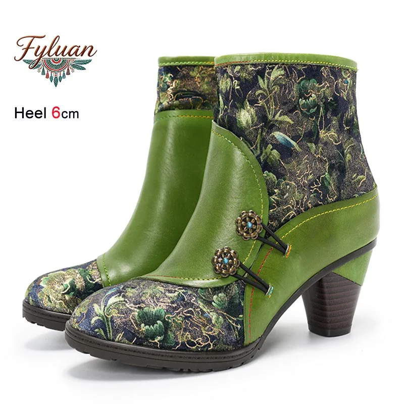 Genuine leather Short Booties 6CM Chunky Heel Autumn Winter Ethnic Style Warm Shoes For Women Fashion Print splice Ankle Boots
Genuine leather Short Booties 6CM Chunky Heel Autumn Winter Ethnic Style Warm Shoes For Women Fashion Print splice Ankle Boots