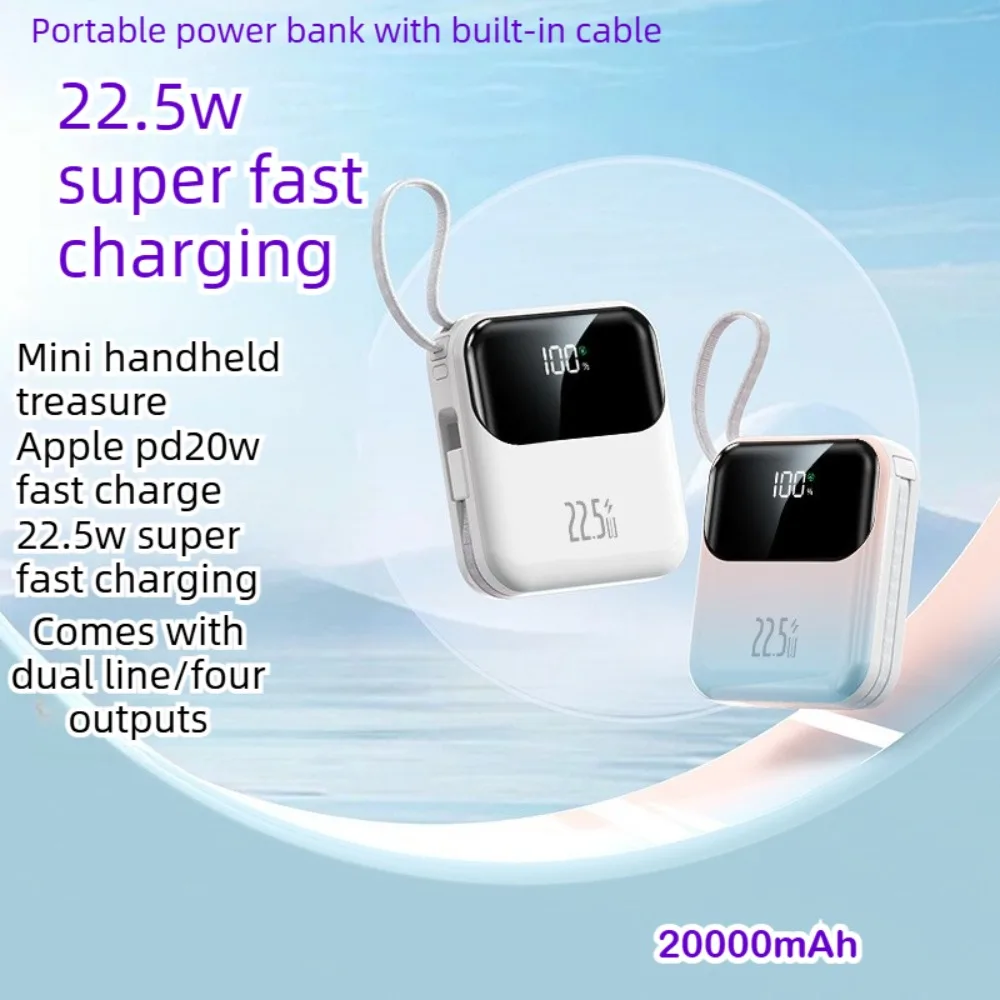 22.5W Super Fast Charging Power Bank, Mini Compact 20000mAh Universal Phone Charger with Built-in Double Cables
22.5W Super Fast Charging Power Bank, Mini Compact 20000mAh Universal Phone Charger with Built-in Double Cables
