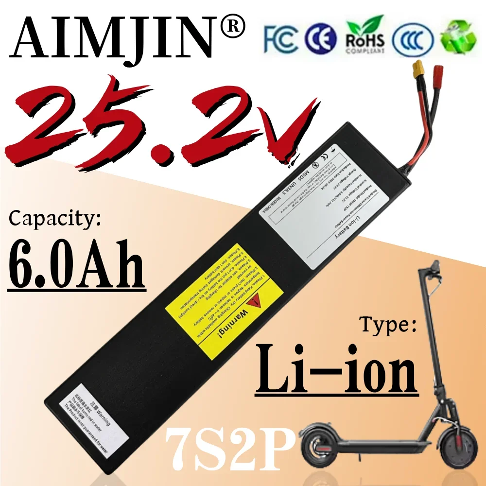 100% New 18650 7S2P Battery Pack 25.2V 6000mAh Li-ion Rechargeable Battery Built in BMS For Electric Scooter
100% New 18650 7S2P Battery Pack 25.2V 6000mAh Li-ion Rechargeable Battery Built in BMS For Electric Scooter
