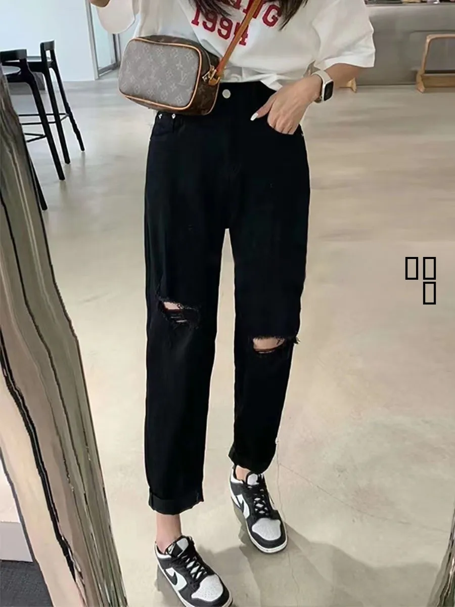 High Waist Straight Leg Stretchy Denim Jeans Women's Summer Thin Cotton Elastic Hole Punching Ankle Length Pants
High Waist Straight Leg Stretchy Denim Jeans Women's Summer Thin Cotton Elastic Hole Punching Ankle Length Pants
