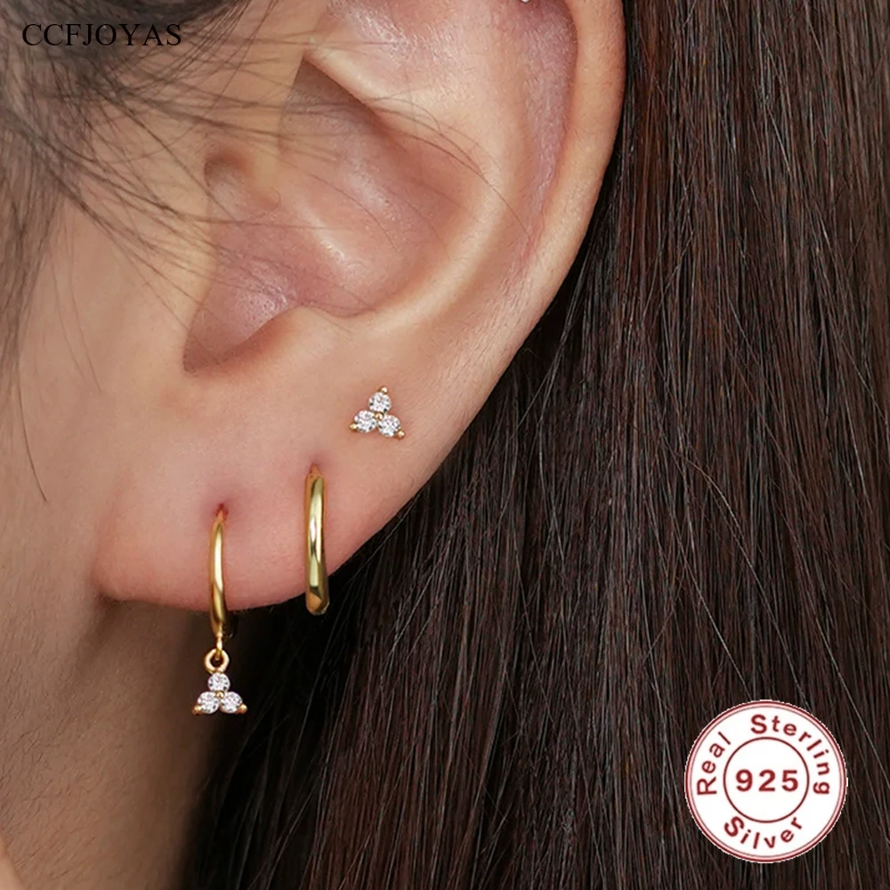 CCFJOYAS 3pcs/set Sparkling Cubic Zirconia 925 Sterling Silver Earrings Set Minimalist Everyday Hoops for Women DIY Earrings
CCFJOYAS 3pcs/set Sparkling Cubic Zirconia 925 Sterling Silver Earrings Set Minimalist Everyday Hoops for Women DIY Earrings