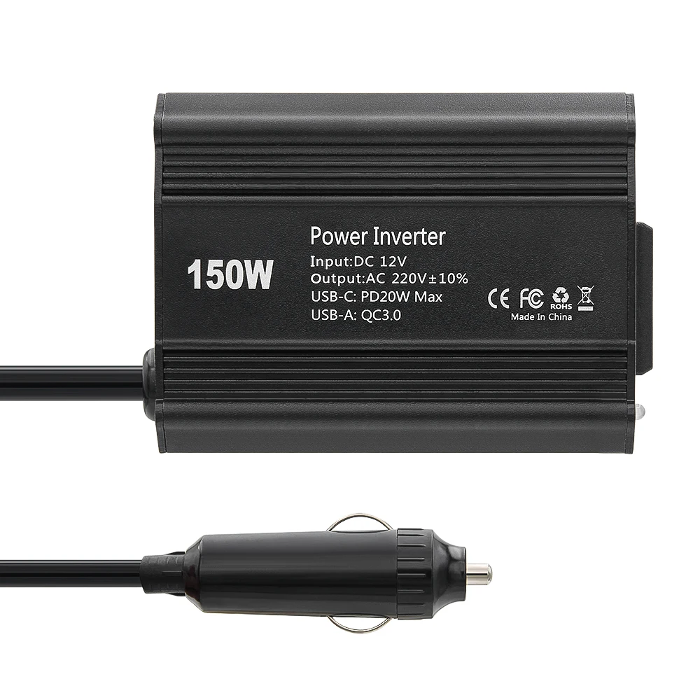 Car Power Inverter DC 12V to AC 220V/110V Car Inverter for 150W Support Type-C PD+ USBQC3.0 Charging Car Power Supply Charger
Car Power Inverter DC 12V to AC 220V/110V Car Inverter for 150W Support Type-C PD+ USBQC3.0 Charging Car Power Supply Charger