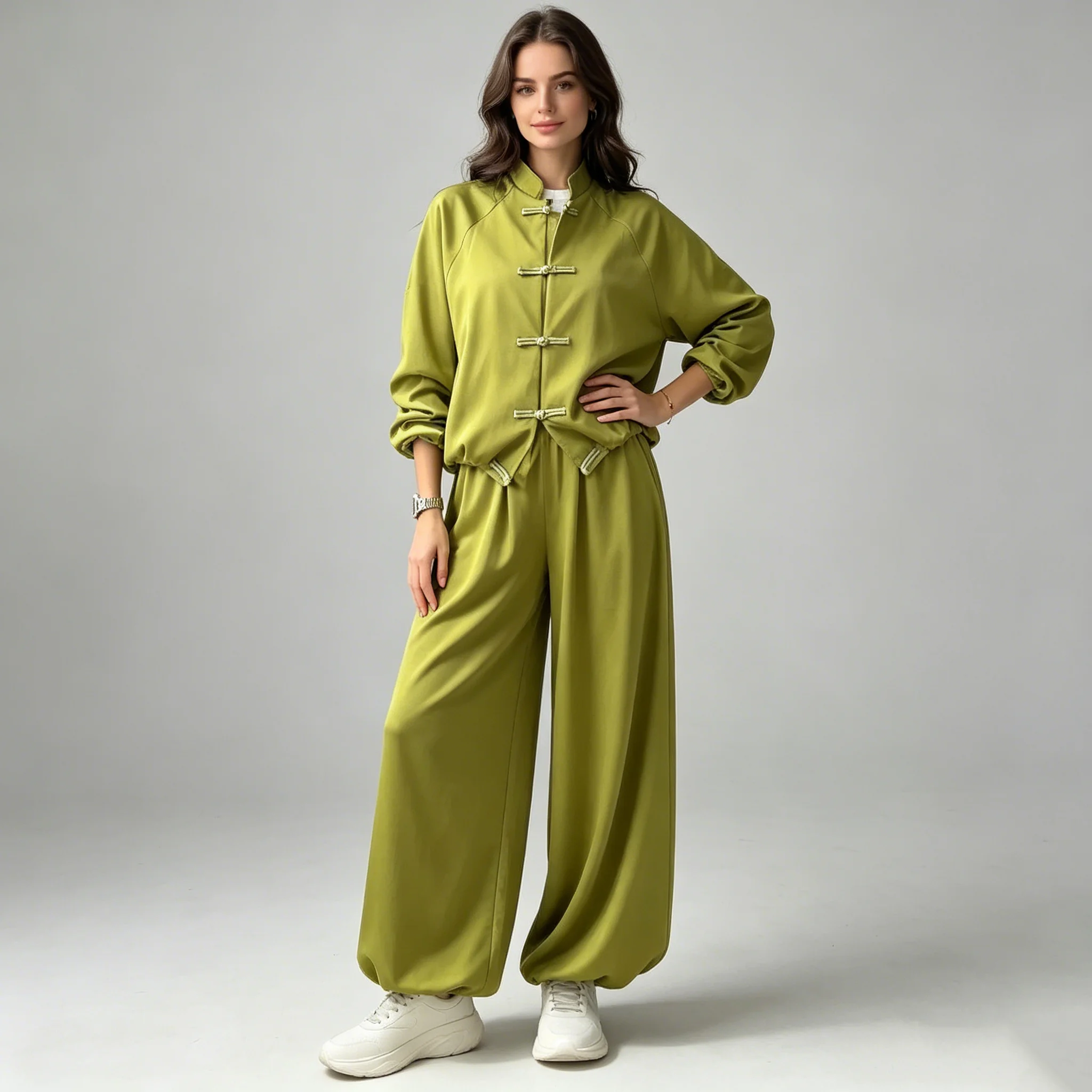 CiCi Chinese Frog Button Two Piece Set Women Lantern Sleeve Top And Loose Balloon Pants Spring Summer Casual Streetwear Outfit
CiCi Chinese Frog Button Two Piece Set Women Lantern Sleeve Top And Loose Balloon Pants Spring Summer Casual Streetwear Outfit