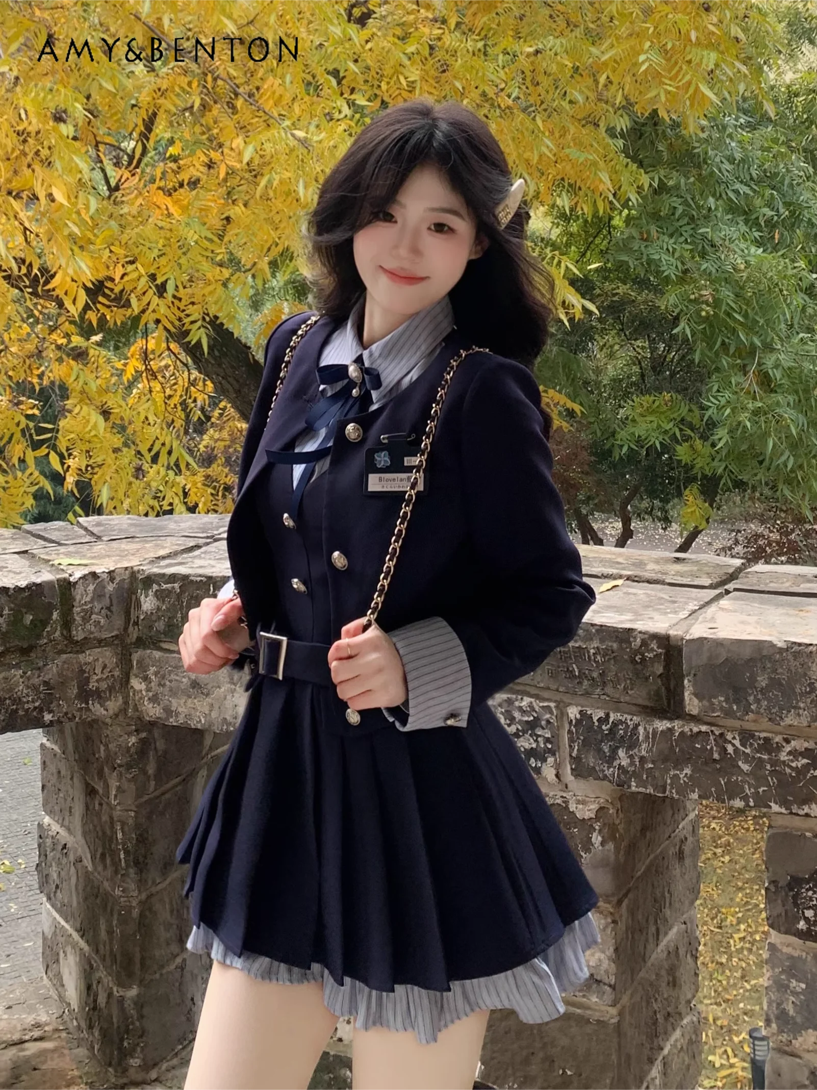 College Style Jk Uniform Fake Two-piece Pleated Dress Suit Jacket Two-piece Set Spring Sweet Temperament Princess Dress Sets
College Style Jk Uniform Fake Two-piece Pleated Dress Suit Jacket Two-piece Set Spring Sweet Temperament Princess Dress Sets