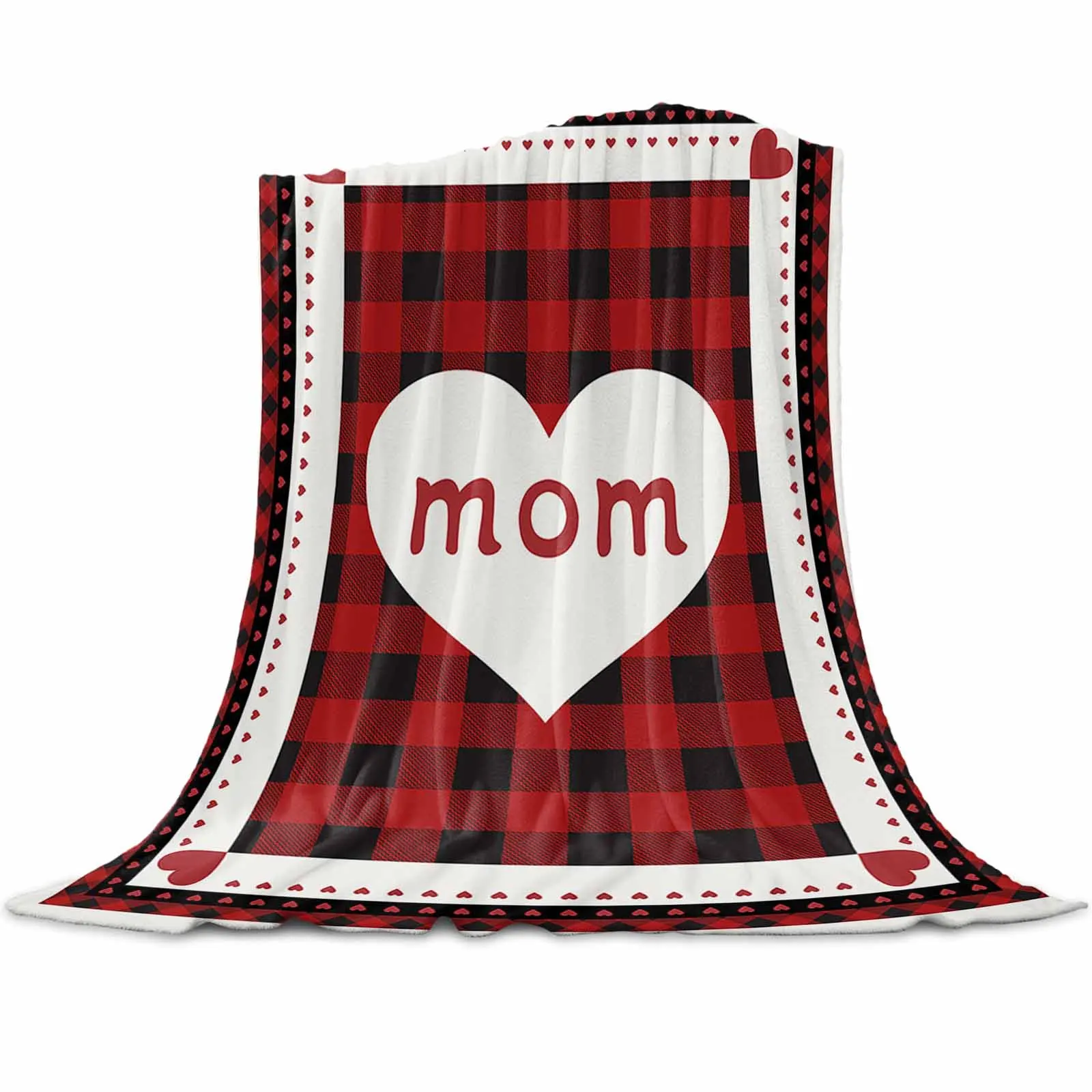 Mom Love Text Red Plaid Luxury Throw Flannel Machine-washable Blankets for Sofa Couch and Bed
Mom Love Text Red Plaid Luxury Throw Flannel Machine-washable Blankets for Sofa Couch and Bed