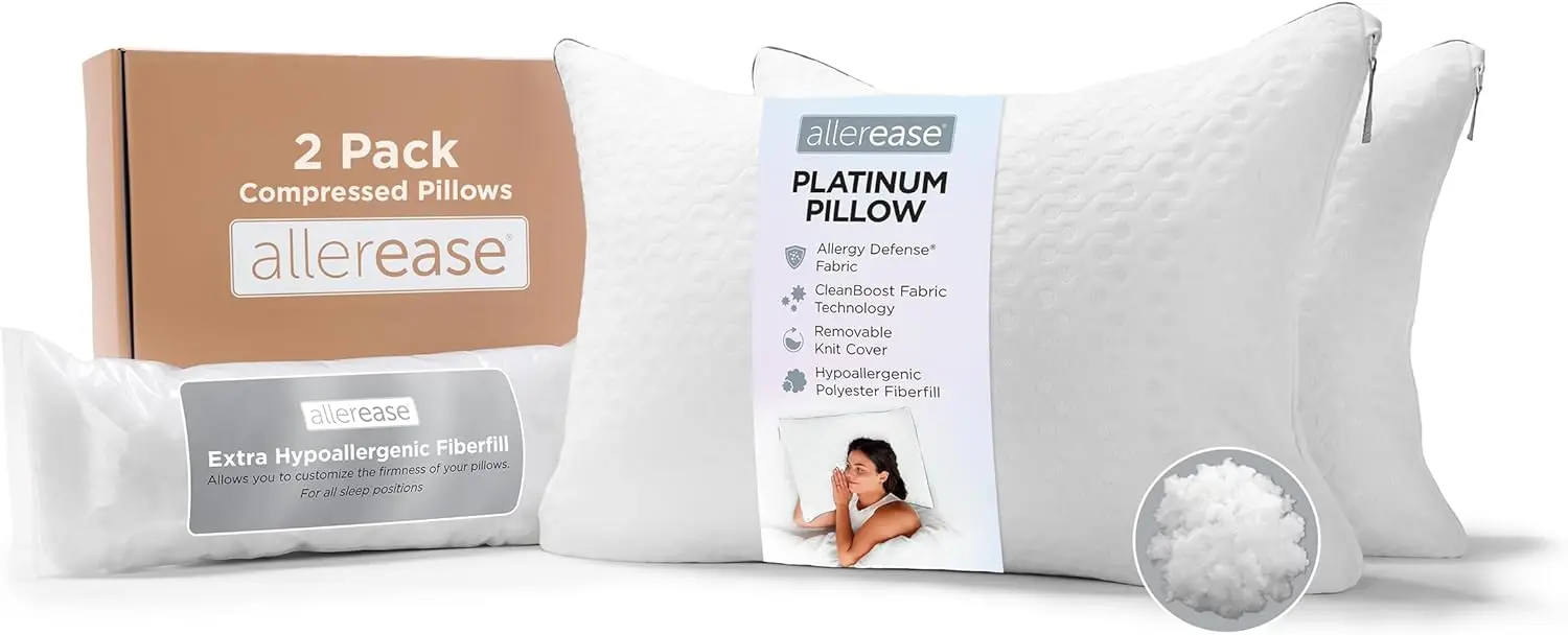 2-Pack Adjustable Pillows with Allergen Barrier, Standard/Queen - Extra Fill Included
2-Pack Adjustable Pillows with Allergen Barrier, Standard/Queen - Extra Fill Included