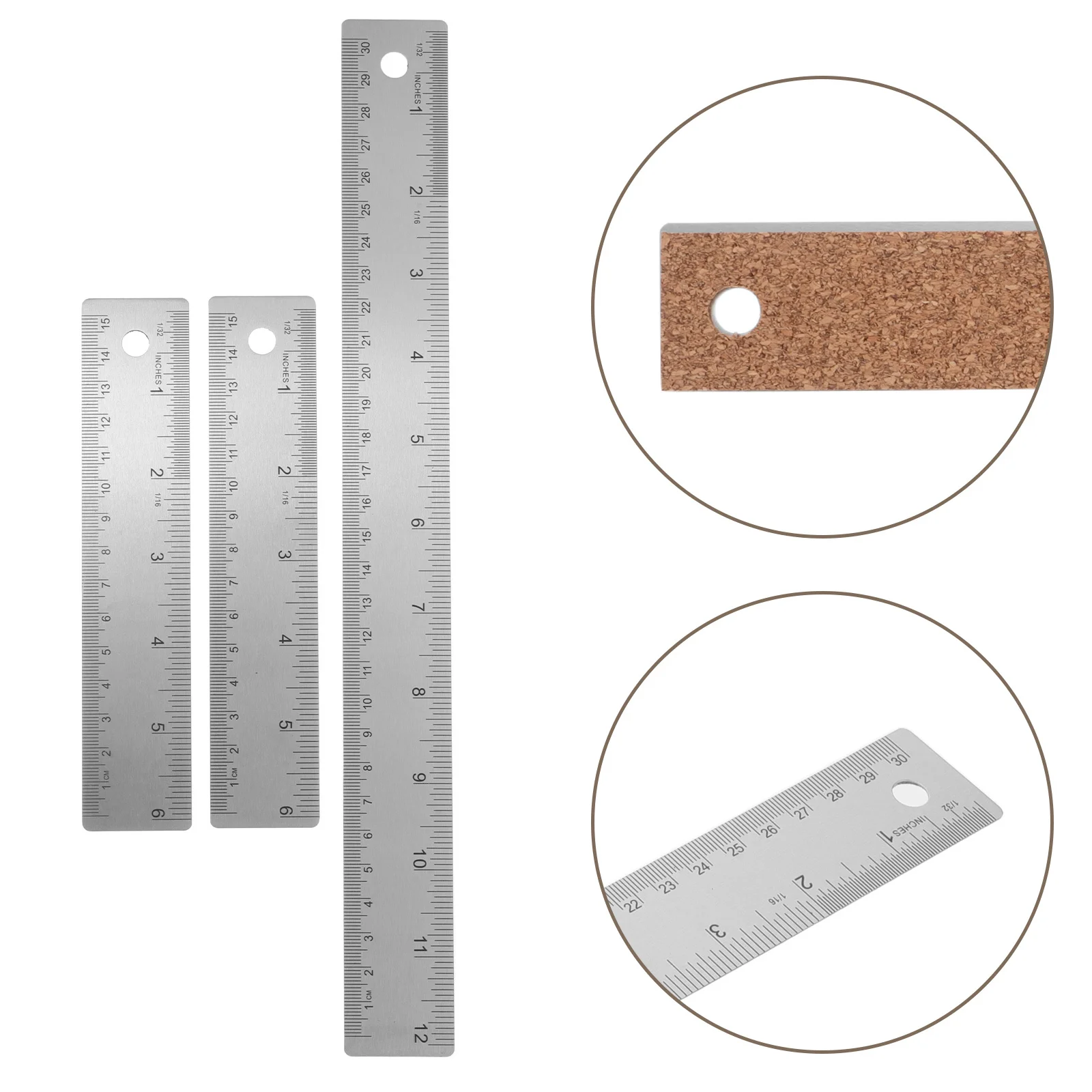 3Pcs Stainless Steel Cork Back Rulers 12Inch 6 Inch Non Slip Straight Edge Dual Scale Metric Inch Drafting Woodworking Office
3Pcs Stainless Steel Cork Back Rulers 12Inch 6 Inch Non Slip Straight Edge Dual Scale Metric Inch Drafting Woodworking Office