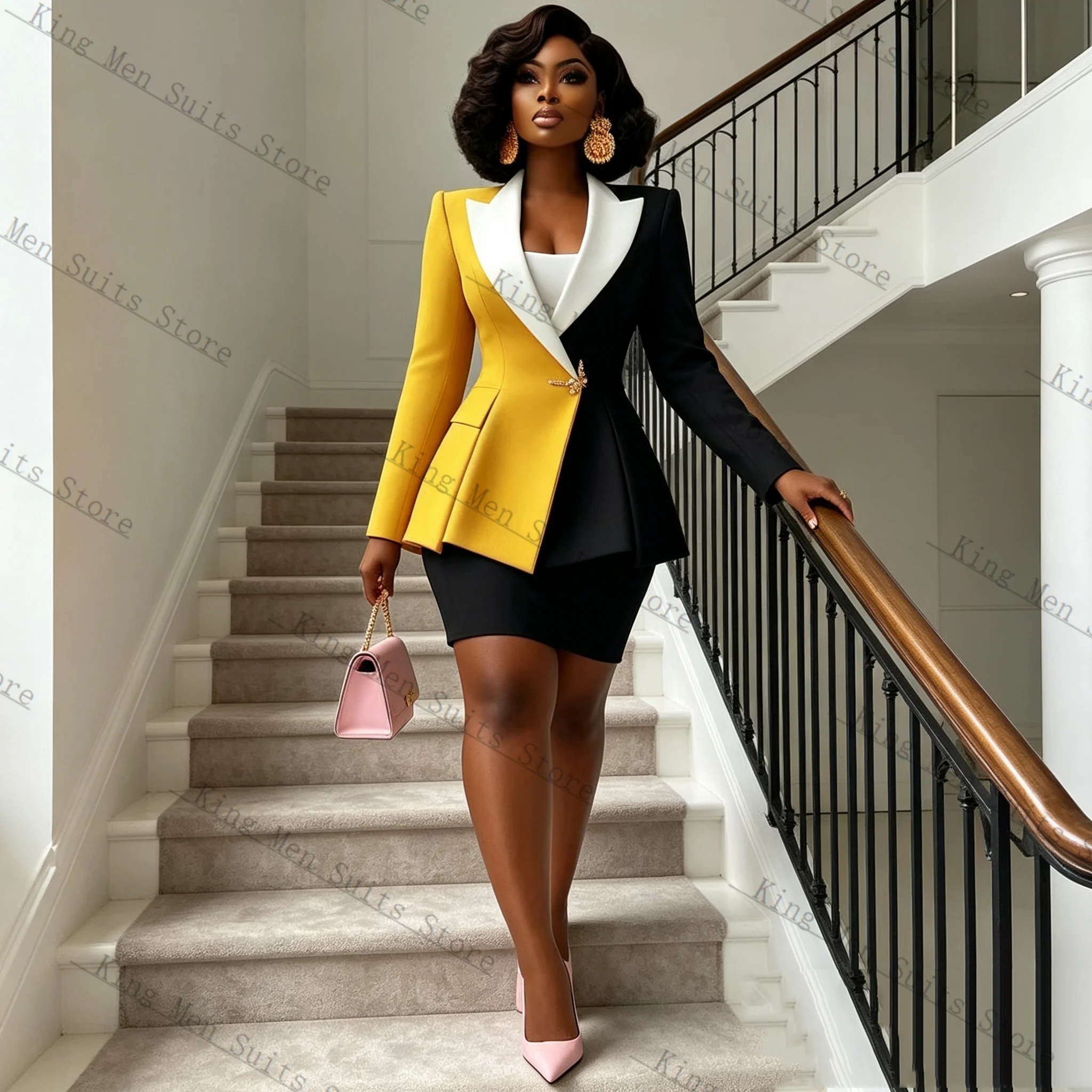 Black Yellow Women Suit Skirt Set 2 Pcs Blazer Short Prom Dress Cotton Customized Formal Office Wedding Tuxedos Coat Jacket
Black Yellow Women Suit Skirt Set 2 Pcs Blazer Short Prom Dress Cotton Customized Formal Office Wedding Tuxedos Coat Jacket