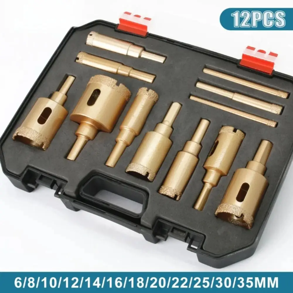 Vacuum Brazed Adamas Drill Bits 12pcs Set 6-35mm Size Core Drill Bit Gold Color Adamas Coated Drill Ceramic Drilling
Vacuum Brazed Adamas Drill Bits 12pcs Set 6-35mm Size Core Drill Bit Gold Color Adamas Coated Drill Ceramic Drilling