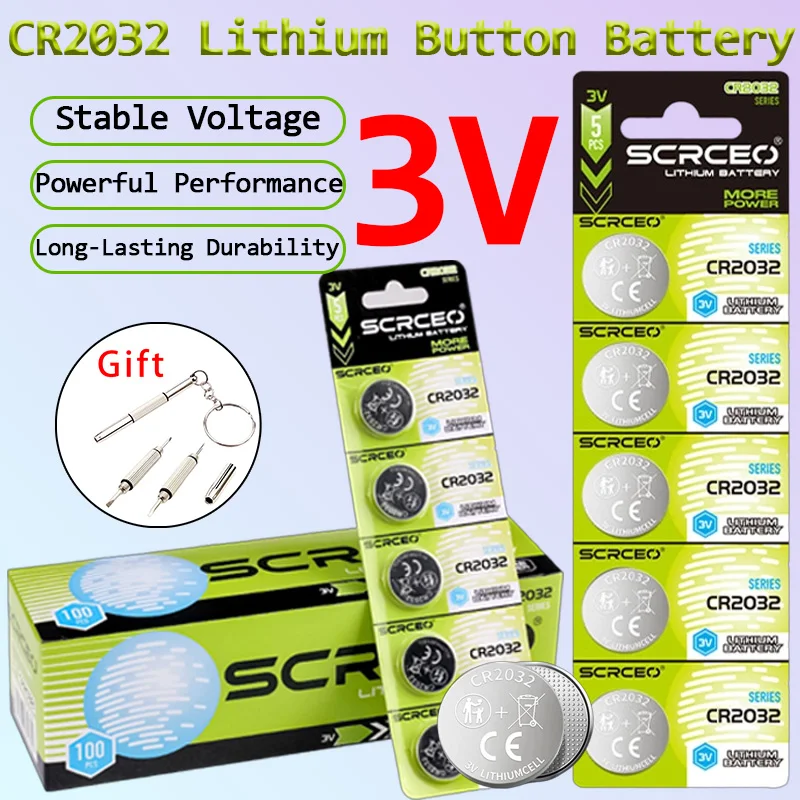 CR2032 3V Lithium Button Cell Battery DL2032 ECR2032 - Long Lasting for Car Key Fob Remote Control Watch Electronics
CR2032 3V Lithium Button Cell Battery DL2032 ECR2032 - Long Lasting for Car Key Fob Remote Control Watch Electronics