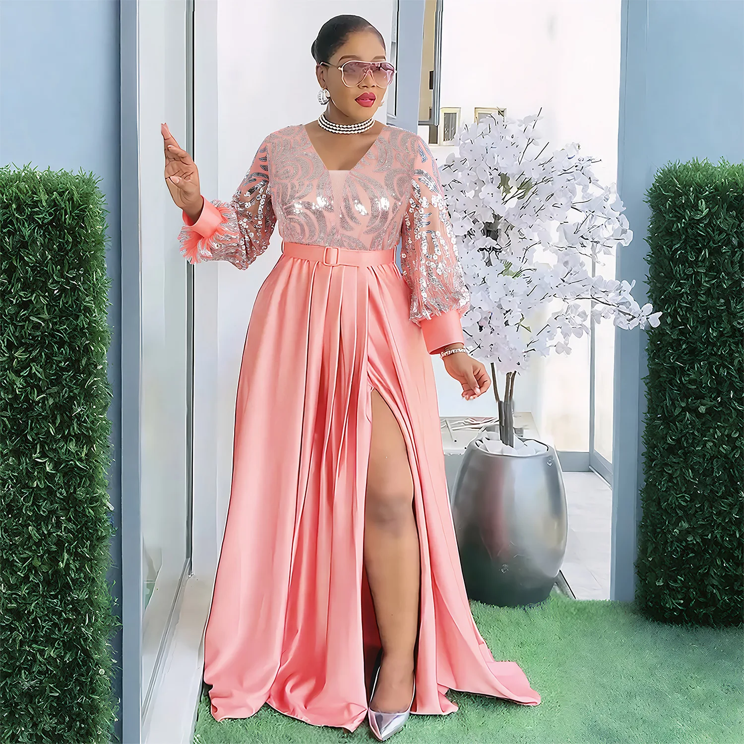 Africa Clothing Elegant African Dresses for Women 2025 Dashiki Ankara Sequin Robe Plus Size Turkey Wedding Party Long Dress 
Africa Clothing Elegant African Dresses for Women 2025 Dashiki Ankara Sequin Robe Plus Size Turkey Wedding Party Long Dress