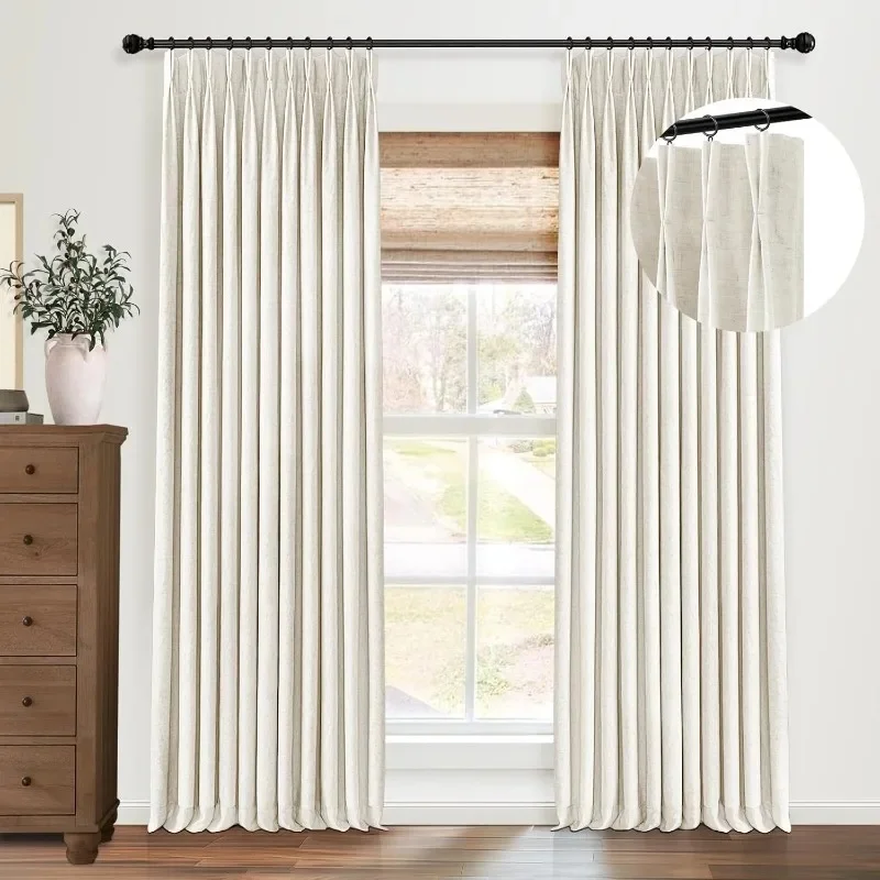 96-Inch Linen Blend Blackout Curtains with 20 Hooks, 100% Light Blocking Drapes for Bedroom and Living Room
96-Inch Linen Blend Blackout Curtains with 20 Hooks, 100% Light Blocking Drapes for Bedroom and Living Room