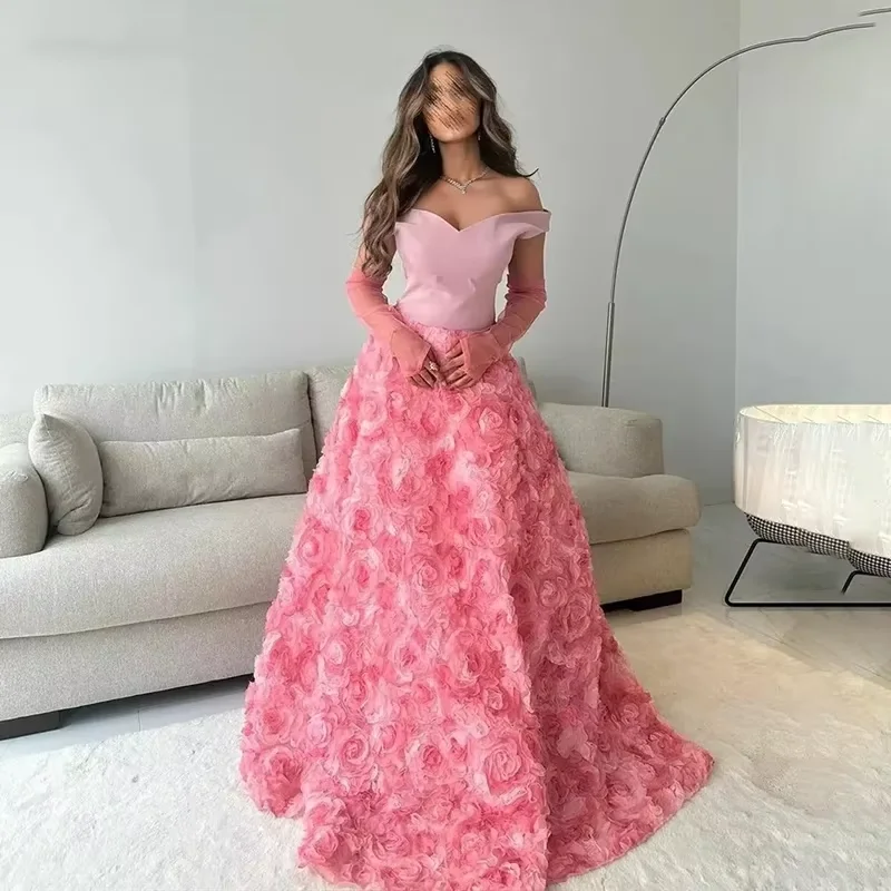 Customized Pink Off Shoulder Prom Gowns Women Floral A Line Party Evening Gown Floor Length Long Sleeve Formal Occasion Dress
Customized Pink Off Shoulder Prom Gowns Women Floral A Line Party Evening Gown Floor Length Long Sleeve Formal Occasion Dress