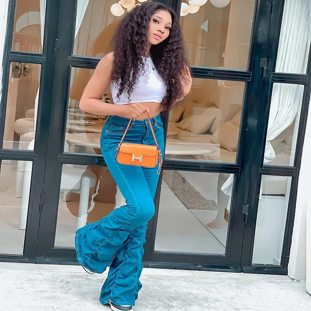 Women Folds Jeans Stretch Flare Pants High Waist Pockets Denims Floor Length 2024 Autumn Female Streetwear Vintage Trousers
Women Folds Jeans Stretch Flare Pants High Waist Pockets Denims Floor Length 2024 Autumn Female Streetwear Vintage Trousers