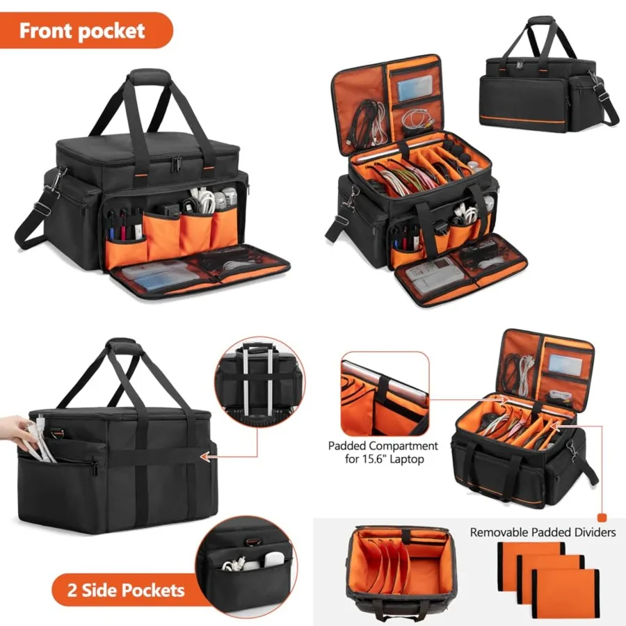 Trunab DJ Cable File Bag with Adjustable Dividers, 15.6'' Laptop Sleeve, Travel Musicians Gig Organizer Bag for DJ Gear, Music
Trunab DJ Cable File Bag with Adjustable Dividers, 15.6'' Laptop Sleeve, Travel Musicians Gig Organizer Bag for DJ Gear, Music