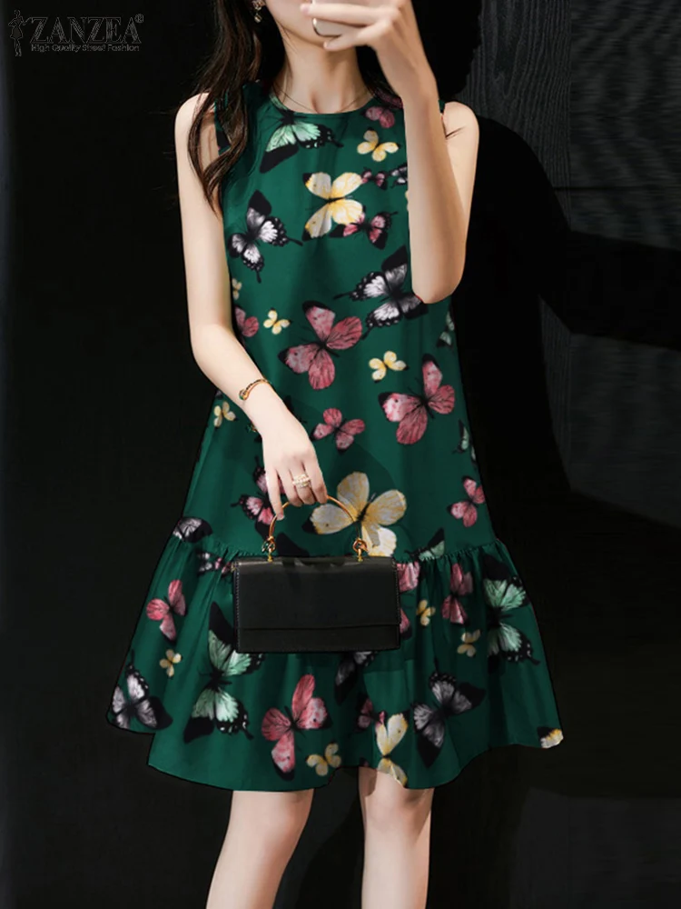 ZANZEA Fashion Women Sleeveless Beach Party Dress Bohemian Vintage Ruffles Floral Printed Sundress Summer Knee-length Vestido
ZANZEA Fashion Women Sleeveless Beach Party Dress Bohemian Vintage Ruffles Floral Printed Sundress Summer Knee-length Vestido