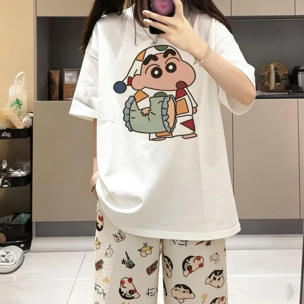 Cute Crayon Shin-Chan Summer Girls T-Shirt Shorts Suit Anime Short Sleeve Women Casual Homewear Kawaii Loose Sweet Pajamas Set
Cute Crayon Shin-Chan Summer Girls T-Shirt Shorts Suit Anime Short Sleeve Women Casual Homewear Kawaii Loose Sweet Pajamas Set