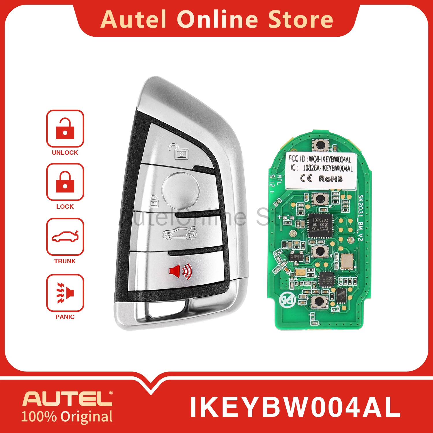 AUTEL Razor Style IKEYBW004AL BW004AL 4 Buttons Universal Smart Remote Key for KM100/IM508/IM608
AUTEL Razor Style IKEYBW004AL BW004AL 4 Buttons Universal Smart Remote Key for KM100/IM508/IM608