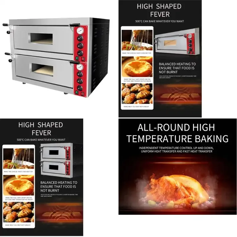 2 Decks Commercial Electric Pizza Oven, 500℃ High Temp Stainless Steel Bakery Oven, SY 10000 for Bread Baking
2 Decks Commercial Electric Pizza Oven, 500℃ High Temp Stainless Steel Bakery Oven, SY 10000 for Bread Baking
