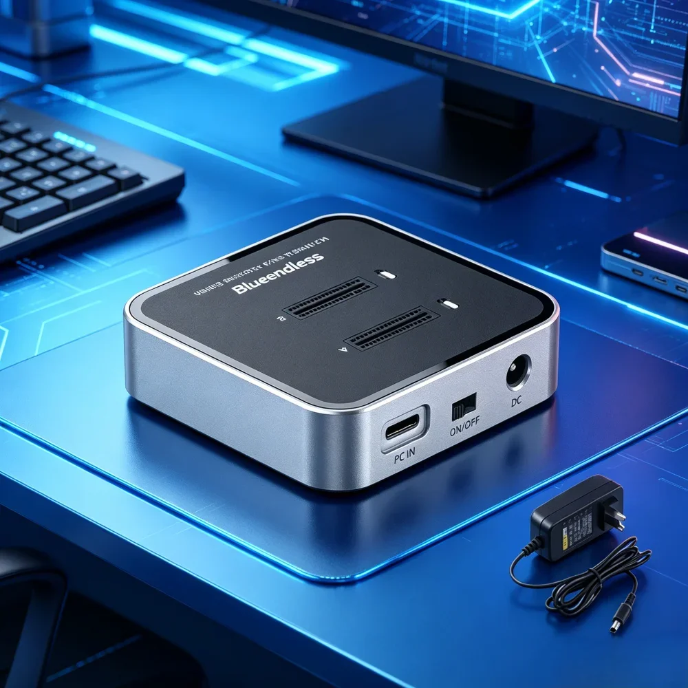 Dual-Bay M.2 NVMe SSD Enclosure, 20Gbps USB3.2 Type-C Offline Clone Duplicator, PCIe NVMe SSD Reader
Dual-Bay M.2 NVMe SSD Enclosure, 20Gbps USB3.2 Type-C Offline Clone Duplicator, PCIe NVMe SSD Reader