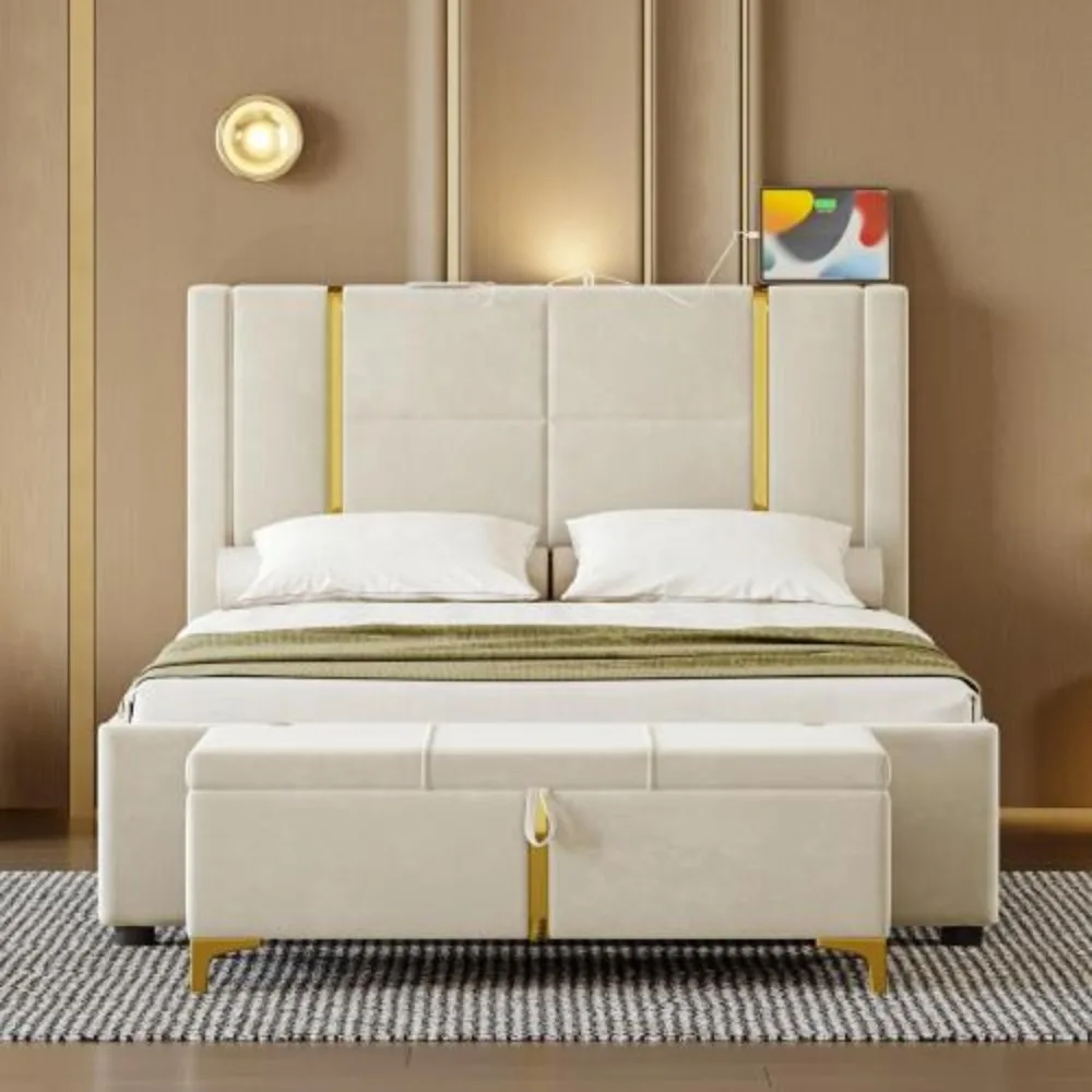 2-Pieces Bedroom Sets,Queen Size Bed with Trundle Bed,2 Drawers,Night Light and USB Charge,Storage Ottoman with Metal Legs
2-Pieces Bedroom Sets,Queen Size Bed with Trundle Bed,2 Drawers,Night Light and USB Charge,Storage Ottoman with Metal Legs