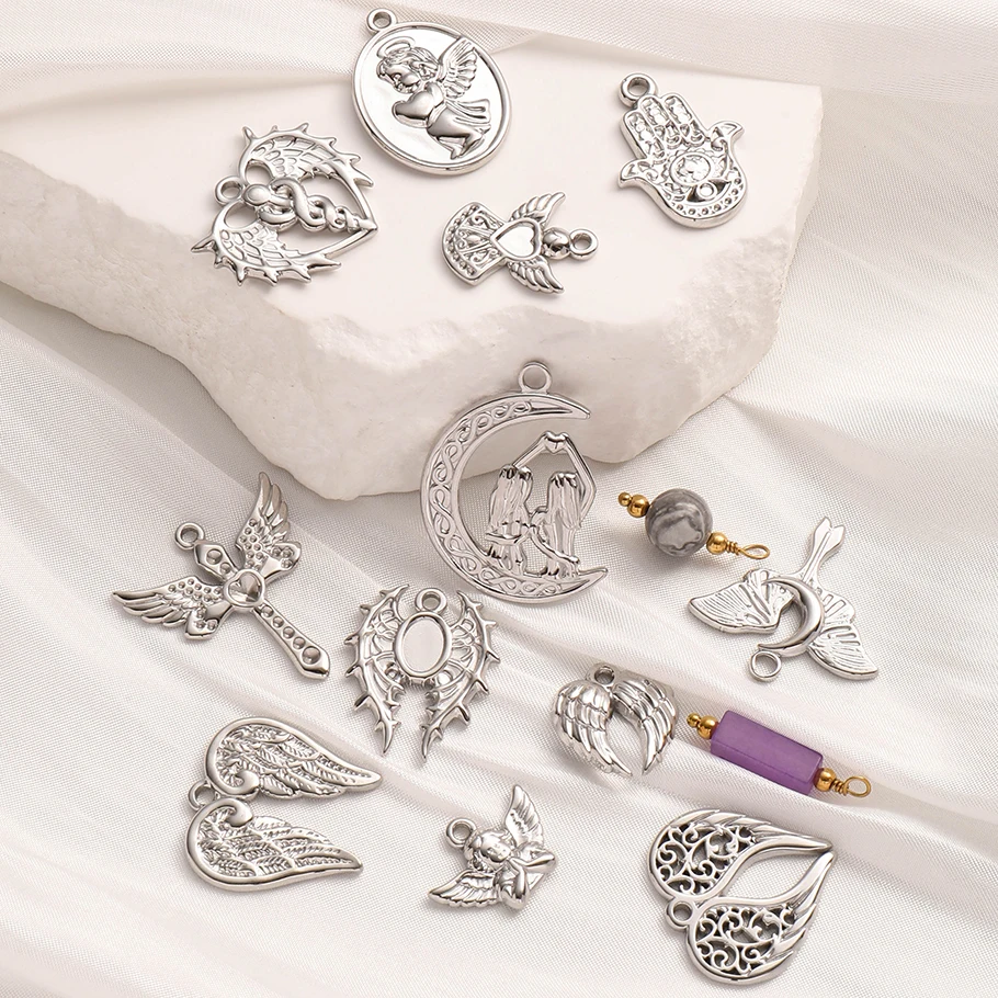 8Pcs Stainless Steel Religion Charms Angel Cross Gemstone Base Setting Pendant DIY For Jewelry Making Earring Necklace Supplies
8Pcs Stainless Steel Religion Charms Angel Cross Gemstone Base Setting Pendant DIY For Jewelry Making Earring Necklace Supplies