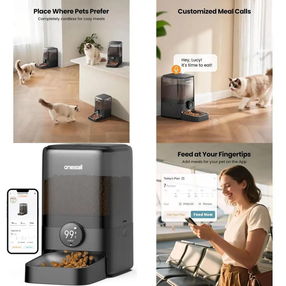 Беспроводная перезаряжаемая кормушка для кошек на 100 дней, автоматический дозатор для домашних животных на 20 чашек и 5 л с управлением на смартфоне (черный)
Беспроводная перезаряжаемая кормушка для кошек на 100 дней, автоматический дозатор для домашних животных на 20 чашек и 5 л с управлением на смартфоне (черный)