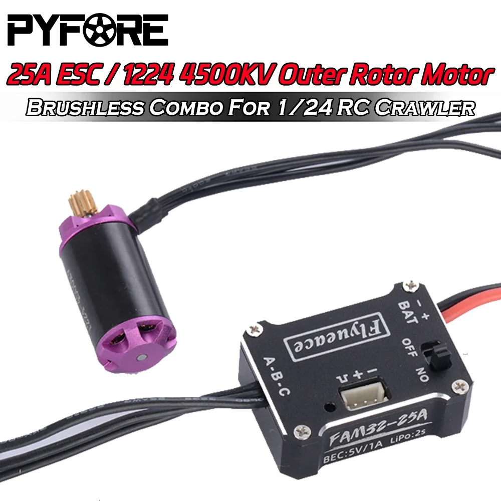 PYFORE 25A ESC 1224 4500KV Outer Rotor Motor Brushless Combo for FMS FCX24 FCX24M SCX24 1/24 RC Crawler Upgrade Accessories
PYFORE 25A ESC 1224 4500KV Outer Rotor Motor Brushless Combo for FMS FCX24 FCX24M SCX24 1/24 RC Crawler Upgrade Accessories