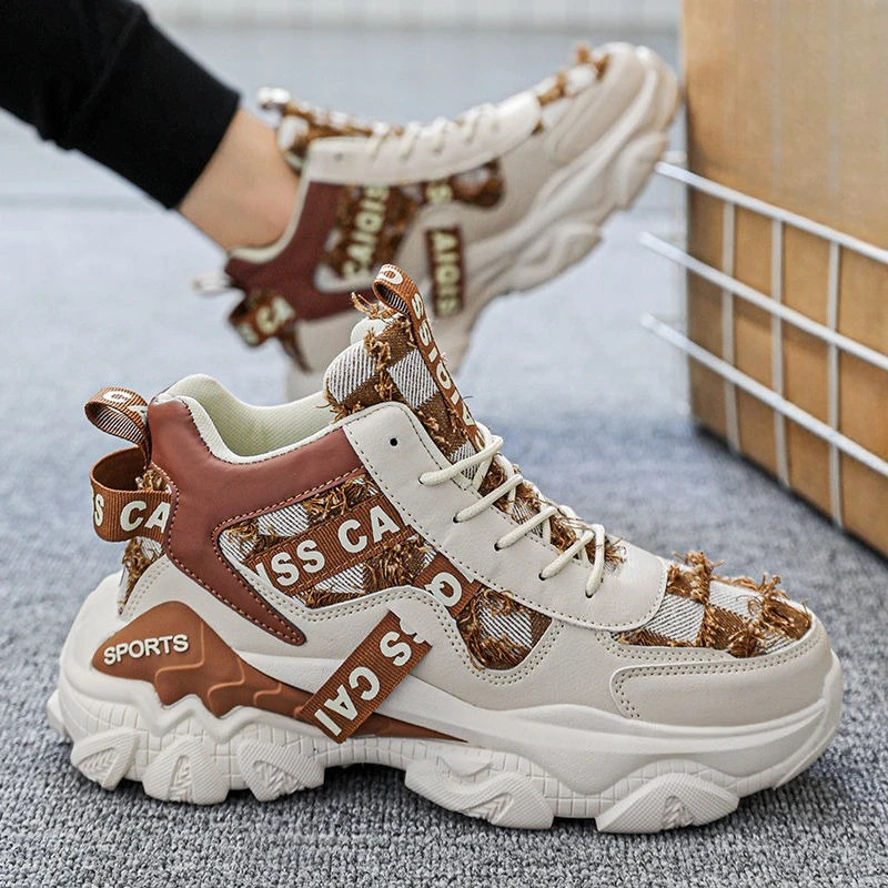 Мужская уличная спортивная обувь на толстой подошве с высоким берцем в стиле пэчворк, весенне-осенняя повседневная универсальная стильная интернет-знаменитая удобная обувь
Мужская уличная спортивная обувь на толстой подошве с высоким берцем в стиле пэчворк, весенне-осенняя повседневная универсальная стильная интернет-знаменитая удобная обувь