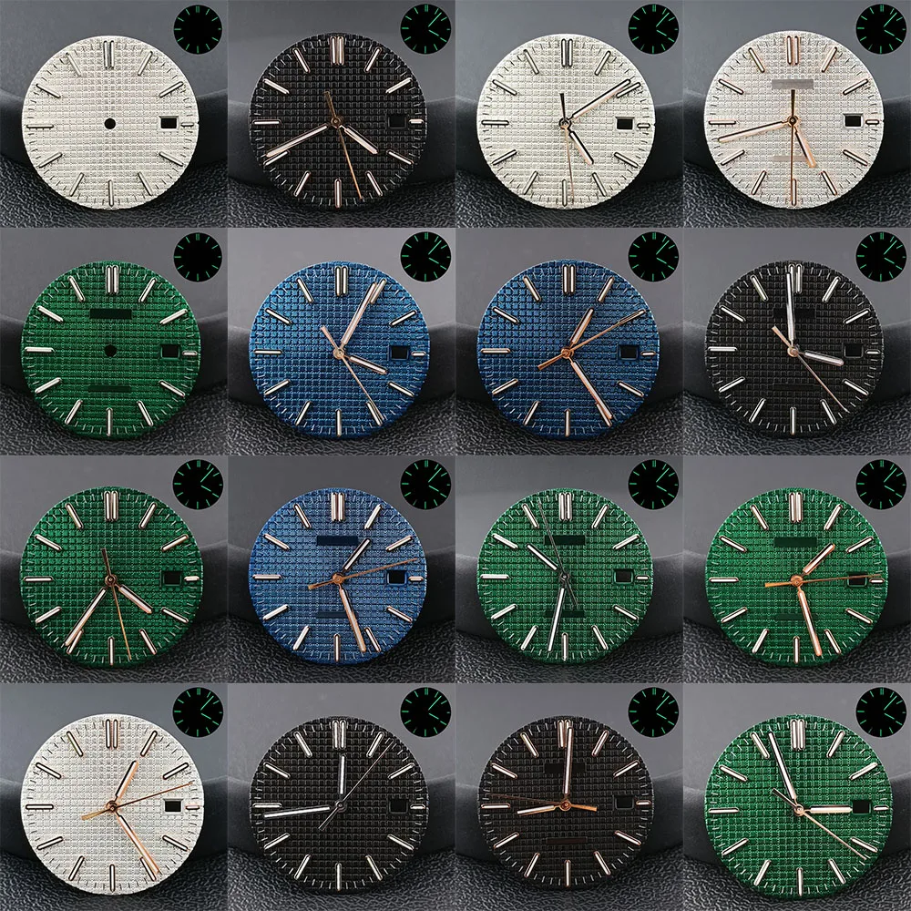 31.8mm diameter single calendar dial for NH35/NH36 watch movement accessories with green illuminated dial and hands
31.8mm diameter single calendar dial for NH35/NH36 watch movement accessories with green illuminated dial and hands