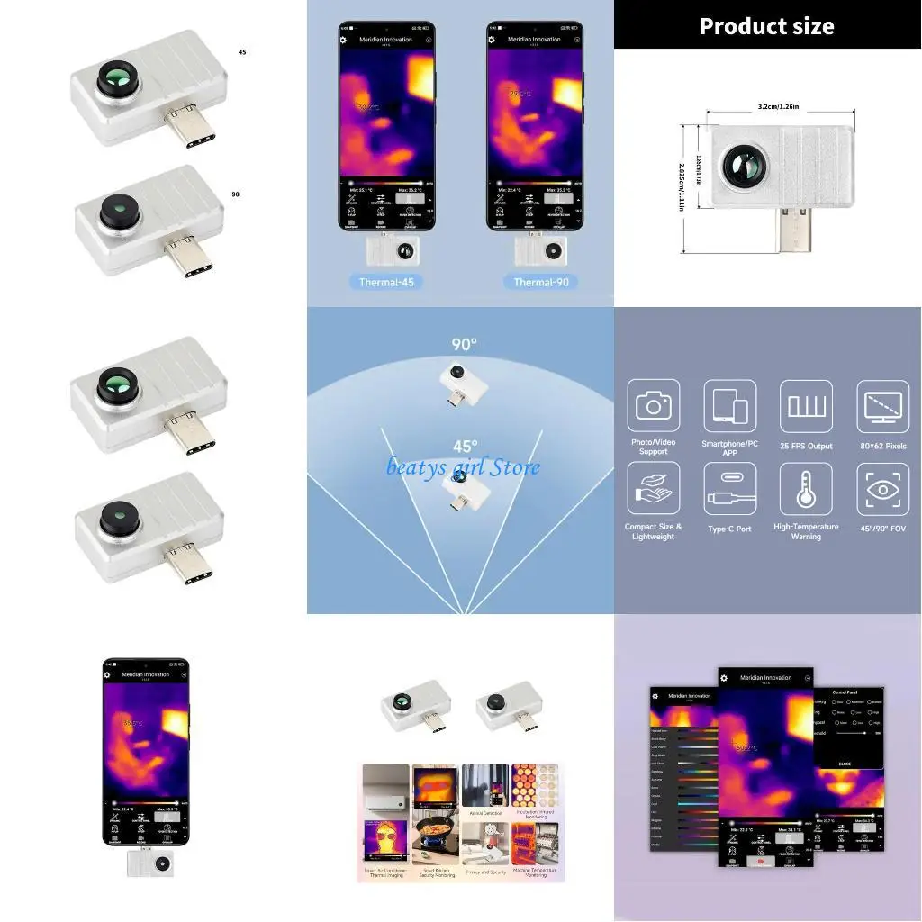 C7AB Type-C Port Thermal Imaging Camera High Temp Warning/Take Photo/Recording Video
C7AB Type-C Port Thermal Imaging Camera High Temp Warning/Take Photo/Recording Video