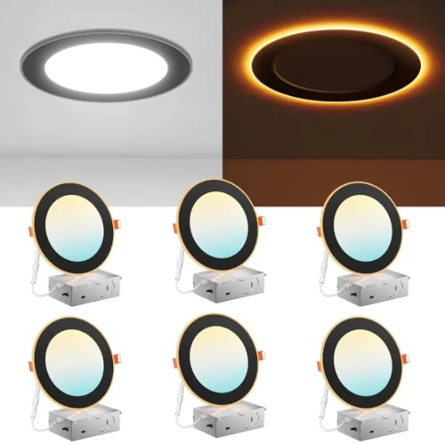 Pack 5CCT LED Recessed Ceiling Light with Night Light, 2700K/3000K/3500K/000K/5000K Selectable Ultra-Th Lightg, 12W=110W, 1100L
Pack 5CCT LED Recessed Ceiling Light with Night Light, 2700K/3000K/3500K/000K/5000K Selectable Ultra-Th Lightg, 12W=110W, 1100L