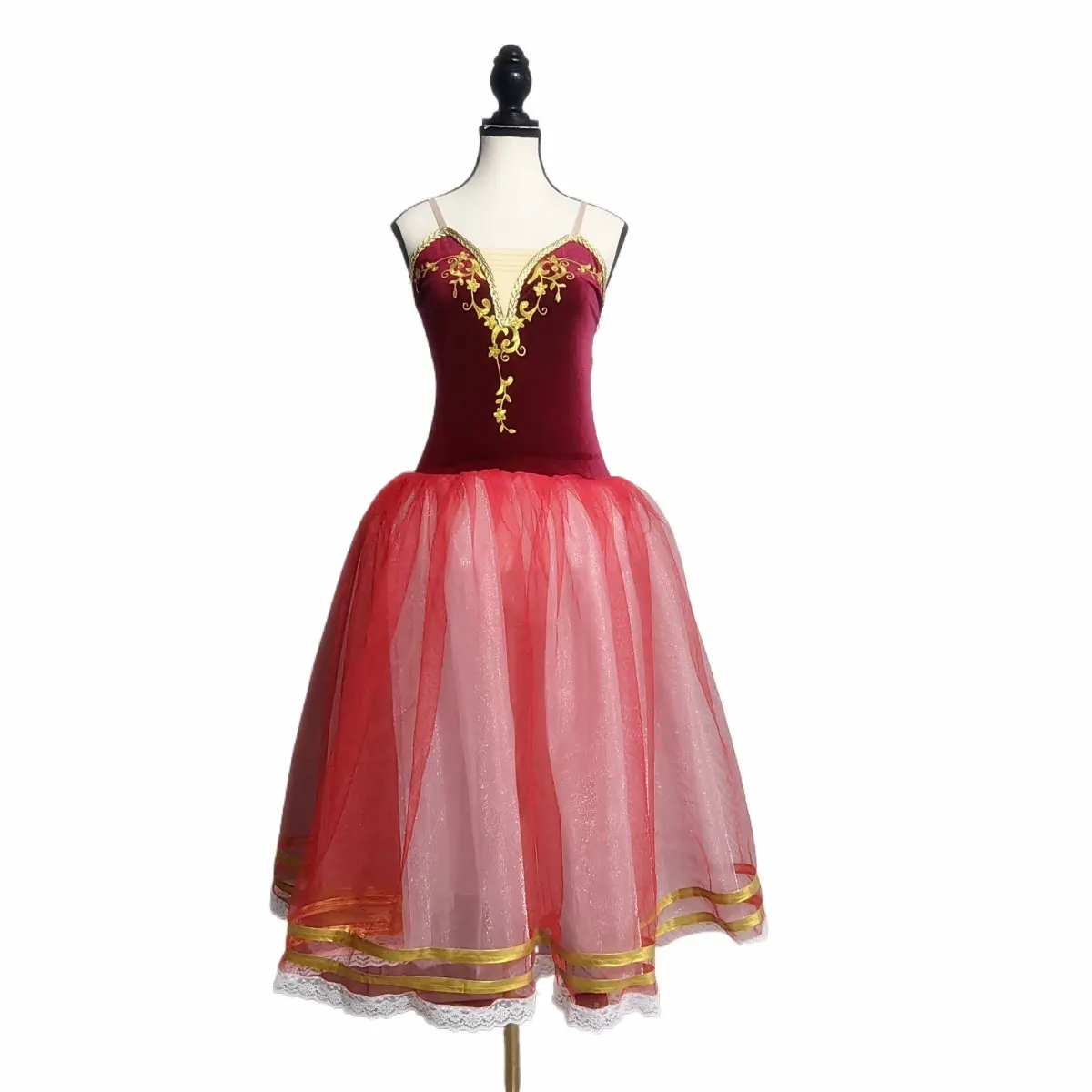 Red Ballet Romantic Long Dress Princess Dance Costume For Children Girls Sling Stage Performance clothes Velvet Tops
Red Ballet Romantic Long Dress Princess Dance Costume For Children Girls Sling Stage Performance clothes Velvet Tops