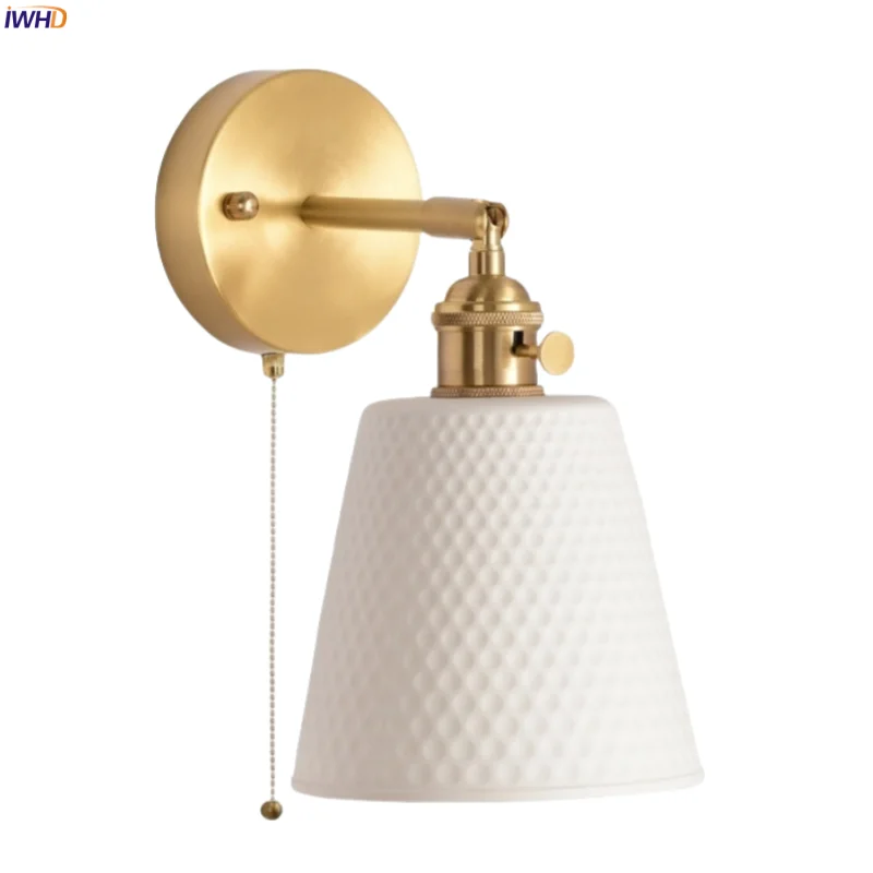 IWHD Dot White Ceramic LED Wall Lamp Sconce Sofa Bedroom Mirror Bathroom Light Pull Chain Switch Nordic Modern Lampara pared
IWHD Dot White Ceramic LED Wall Lamp Sconce Sofa Bedroom Mirror Bathroom Light Pull Chain Switch Nordic Modern Lampara pared