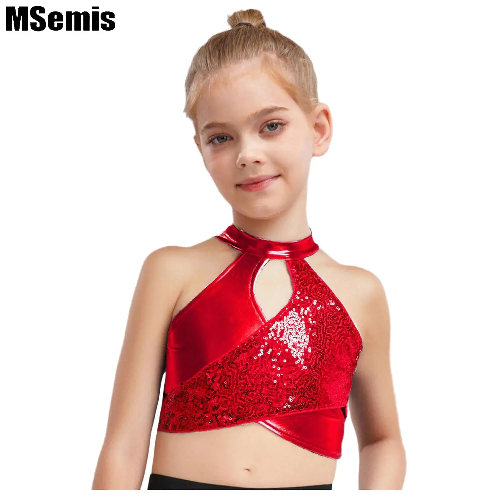 Kids Girls Sparkly Sequins Dance Vest Jazz Latin Ballroom Dance Tops Cross Keyhole Metallic Crop Top Dancewear Dance Costume
Kids Girls Sparkly Sequins Dance Vest Jazz Latin Ballroom Dance Tops Cross Keyhole Metallic Crop Top Dancewear Dance Costume
