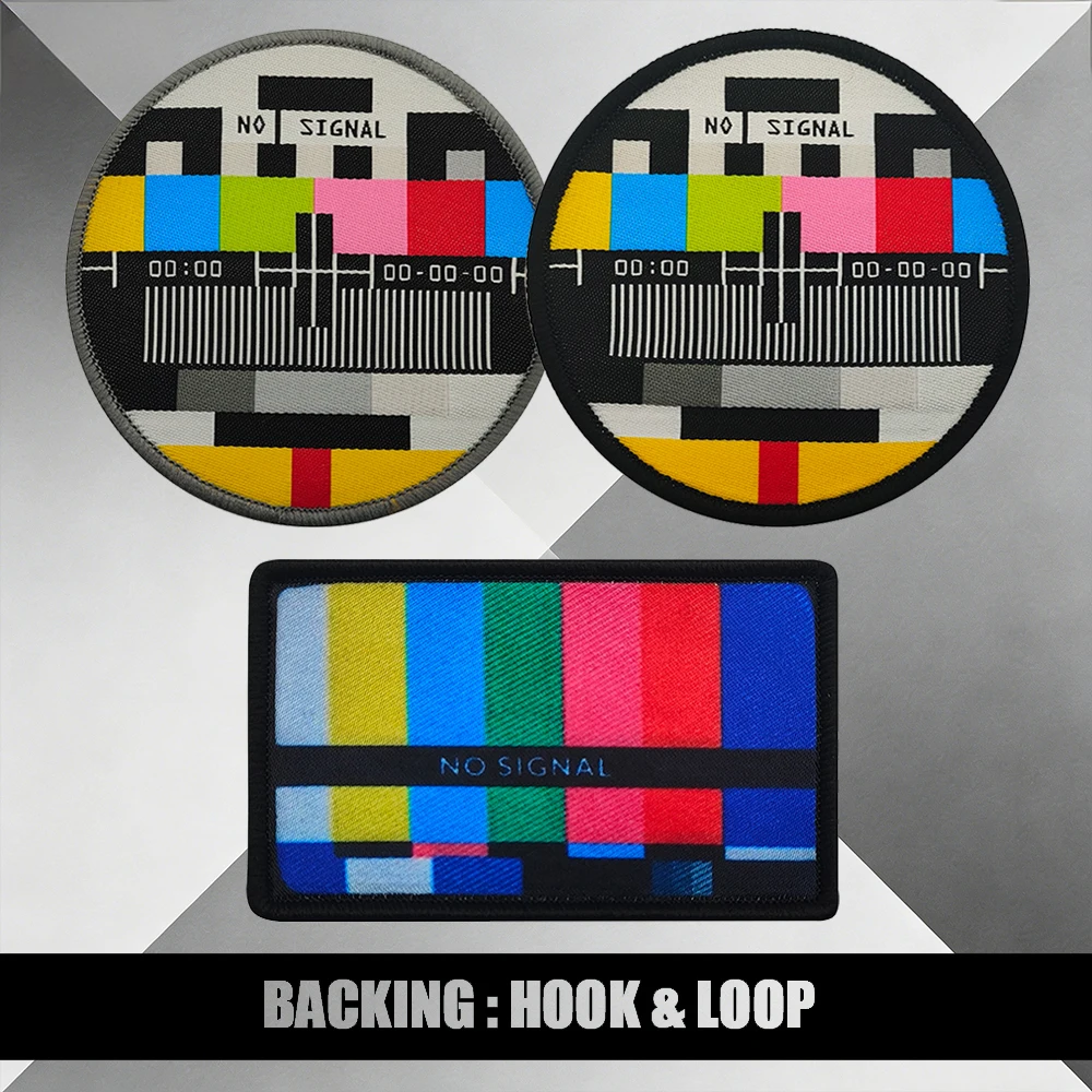 "No Signal" Test Card Printing Patch Retro TV Static Screen Design Hook&Loop Backing For Tactical Vests
"No Signal" Test Card Printing Patch Retro TV Static Screen Design Hook&Loop Backing For Tactical Vests