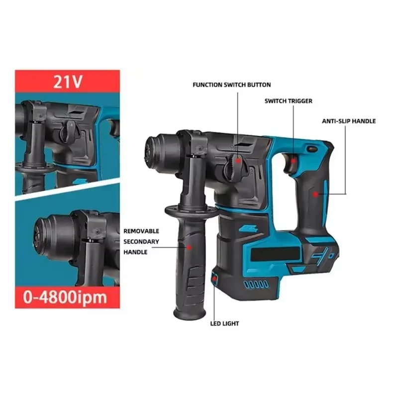 For Ma.kita/ Mi.lwaukee 18V Battery Powered Portable SDS-Plus Lightweight Reversible With Auxiliary Handle Depth
For Ma.kita/ Mi.lwaukee 18V Battery Powered Portable SDS-Plus Lightweight Reversible With Auxiliary Handle Depth