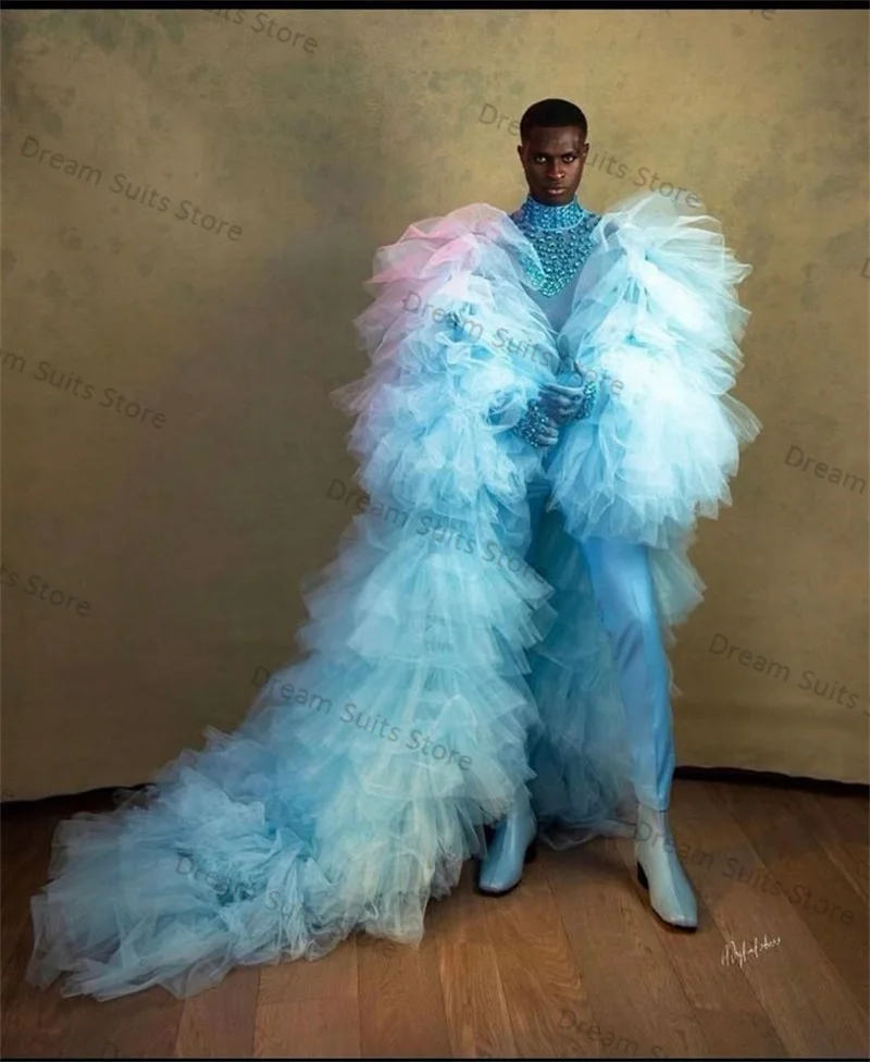 Beaded Blue Formal Men Suit Pants Set 2 Piece Tiered Tulle Wrap Blazer+Trouser Customized Office Jacket Prom Tuxedo Coat
Beaded Blue Formal Men Suit Pants Set 2 Piece Tiered Tulle Wrap Blazer+Trouser Customized Office Jacket Prom Tuxedo Coat