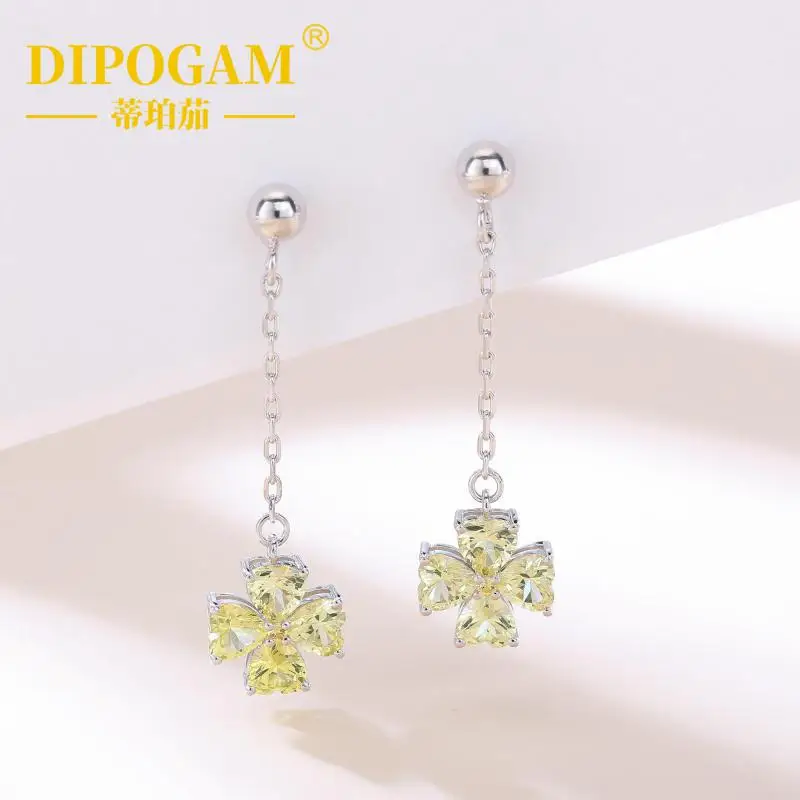 925 Sterling Silver Heart-Cut Four Leaf Clover Drop Earring Lab Created Diamond Chain Tassel Elegant Fine Jewelry Gift For Women
925 Sterling Silver Heart-Cut Four Leaf Clover Drop Earring Lab Created Diamond Chain Tassel Elegant Fine Jewelry Gift For Women