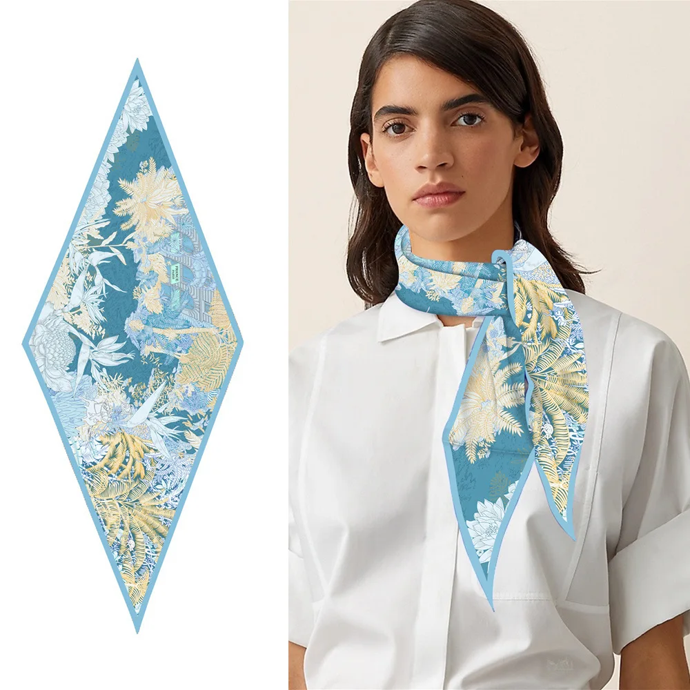 Korean New Fashion Jungle Print Silk Scarf, Women's Versatile Diagonal Bandana & Neck Tie
Korean New Fashion Jungle Print Silk Scarf, Women's Versatile Diagonal Bandana & Neck Tie
