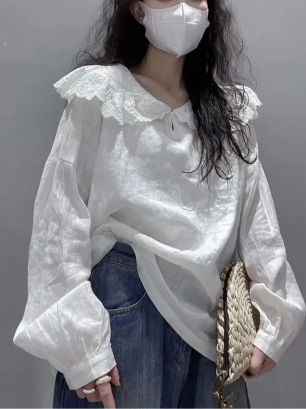 Faionable Large Size Women's irt Spring Summer White Cotton Linen Doll Collar Design Sense Sle Top Quali Premiu...
Faionable Large Size Women's irt Spring Summer White Cotton Linen Doll Collar Design Sense Sle Top Quali Premiu...