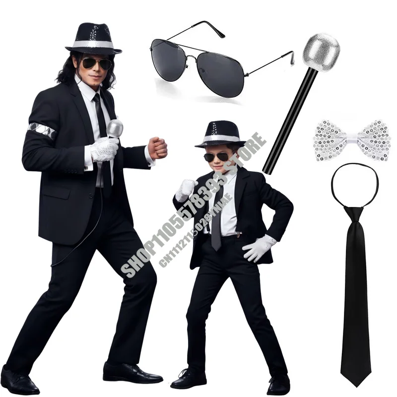Boys Men 80s Disco Costume Michael Jackson Style Sequin Fedora Hat Suspenders Bow Tie Necktie Gloves Retro Party Accessories Kit
Boys Men 80s Disco Costume Michael Jackson Style Sequin Fedora Hat Suspenders Bow Tie Necktie Gloves Retro Party Accessories Kit