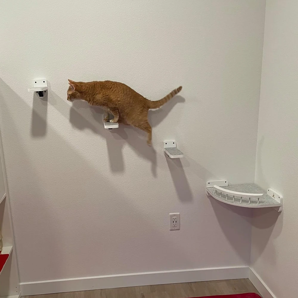 Wall Mounted Cat Climbing Wood Shelves Cat Jumping Platform with Pedal or Hammock with Scratching Post for Kitten Grinding Claws
Wall Mounted Cat Climbing Wood Shelves Cat Jumping Platform with Pedal or Hammock with Scratching Post for Kitten Grinding Claws