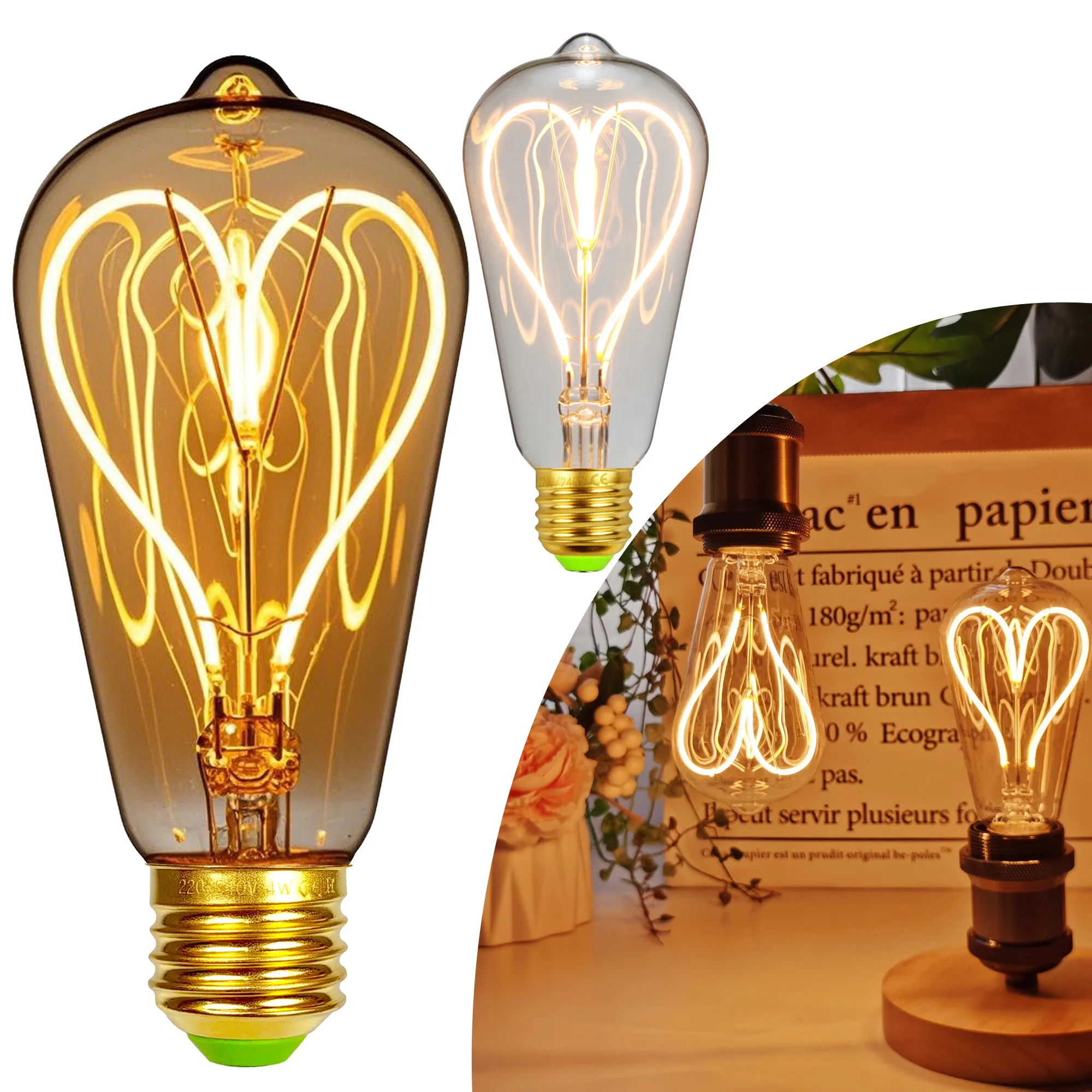 TIANFAN Vintage Led Bulb ST64/ST21 Edison Bulb 4W Dimmable 220V 110V E26 E27 Heart Filament Decorative Light Bulb Yellow Warm
TIANFAN Vintage Led Bulb ST64/ST21 Edison Bulb 4W Dimmable 220V 110V E26 E27 Heart Filament Decorative Light Bulb Yellow Warm